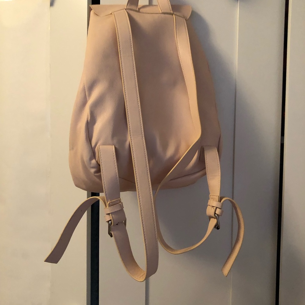 Pink Drawstring Soft Leather Backpack - image 2